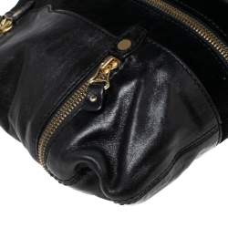 Pre Owned Jimmy Choo Black Leather And Suede Mona Tote
