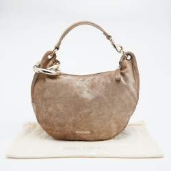 Jimmy Choo Dark Beige Shimmering Suede Small Solar Hobo