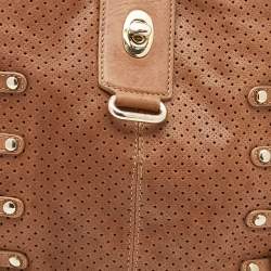 Jimmy Choo Brown Perforated Leather Bardia Shoulder Bag