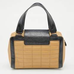 Pre Owned حقيبة ساتشل جيمي تشو كاثرين جلد وجلد لامع أسود/بني