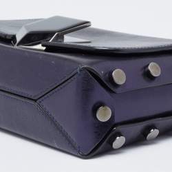 Pre Owned Jimmy Choo Metallic Navy Blue Leather Lockett City Shoulder Bag