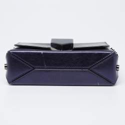 Pre Owned Jimmy Choo Metallic Navy Blue Leather Lockett City Shoulder Bag