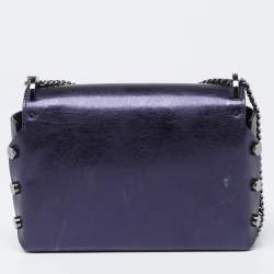 Pre Owned Jimmy Choo Metallic Navy Blue Leather Lockett City Shoulder Bag