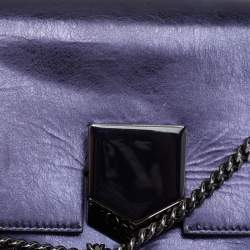 Pre Owned Jimmy Choo Metallic Navy Blue Leather Lockett City Shoulder Bag