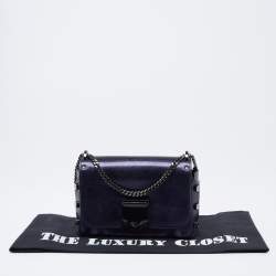 Pre Owned Jimmy Choo Metallic Navy Blue Leather Lockett City Shoulder Bag