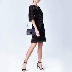 Pre Owned Jimmy Choo Metallic Navy Blue Leather Lockett City Shoulder Bag