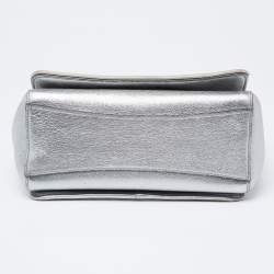 Pre Owned Jimmy Choo Metallic Silver Leather Star Helia Chain Shoulder Bag