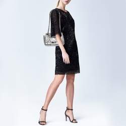 Pre Owned Jimmy Choo Metallic Silver Leather Star Helia Chain Shoulder Bag
