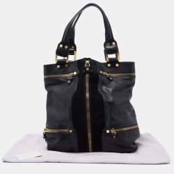 Pre Owned Jimmy Choo Black Leather and Suede Mona Tote