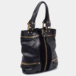 Pre Owned Jimmy Choo Black Leather and Suede Mona Tote