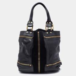 Pre Owned Jimmy Choo Black Leather and Suede Mona Tote