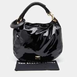Pre Owned Jimmy Choo Black Patent Leather And Python Handle Saba Hobo