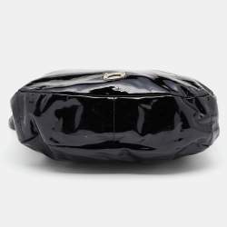 Pre Owned Jimmy Choo Black Patent Leather And Python Handle Saba Hobo