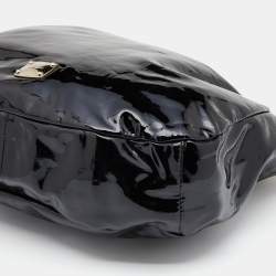 Pre Owned Jimmy Choo Black Patent Leather And Python Handle Saba Hobo