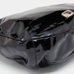 Pre Owned Jimmy Choo Black Patent Leather And Python Handle Saba Hobo