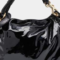 Pre Owned Jimmy Choo Black Patent Leather And Python Handle Saba Hobo