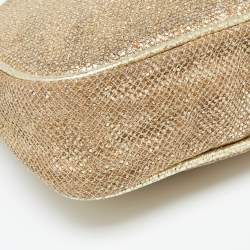 مملوكة مسبقًا Jimmy Choo Gold Glitter and Mesh Zip Wristlet Clutch Bag