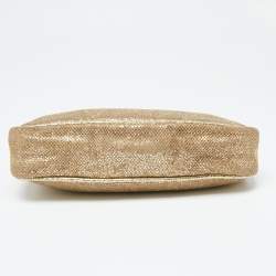 مملوكة مسبقًا Jimmy Choo Gold Glitter and Mesh Zip Wristlet Clutch Bag