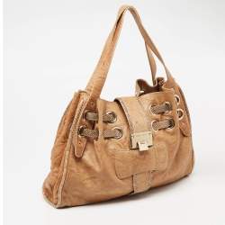 Pre Owned Jimmy Choo Brown Leather and Snakeskin Ramona Shoulder Bag