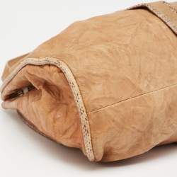 Pre Owned Jimmy Choo Brown Leather and Snakeskin Ramona Shoulder Bag