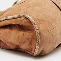 Pre Owned Jimmy Choo Brown Leather and Snakeskin Ramona Shoulder Bag