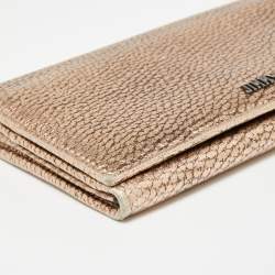 Jimmy Choo Metallic Rose Gold Leather Flap Continental Wallet