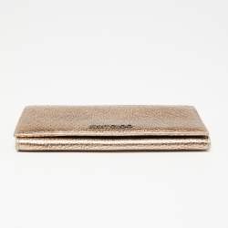 Jimmy Choo Metallic Rose Gold Leather Flap Continental Wallet