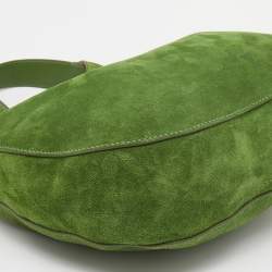 Pre Owned Jimmy Choo Green Suede And Python Stevie Hobo