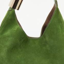 Pre Owned Jimmy Choo Green Suede And Python Stevie Hobo