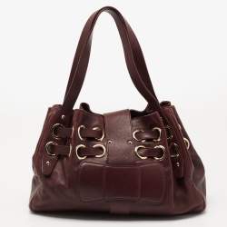 Pre Owned Jimmy Choo Burgundy Leather Riki Tote