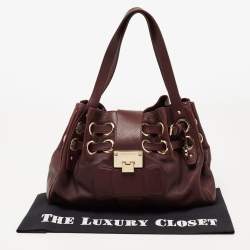 Pre Owned Jimmy Choo Burgundy Leather Riki Tote