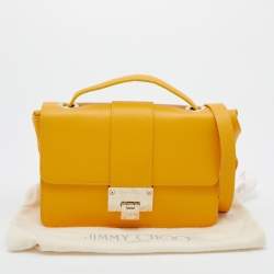 Jimmy Choo Yellow Leather Rebel Flap Top Handle Bag