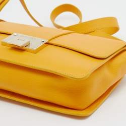 Jimmy Choo Yellow Leather Rebel Flap Top Handle Bag