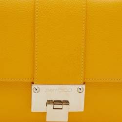 Jimmy Choo Yellow Leather Rebel Flap Top Handle Bag