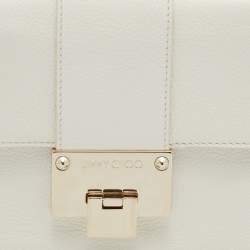Jimmy Choo White Leather Rebel Top Handle Bag