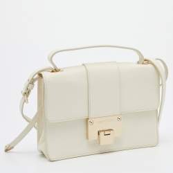 Jimmy Choo White Leather Rebel Top Handle Bag