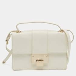 Jimmy Choo White Leather Rebel Top Handle Bag