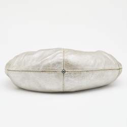 Pre Owned Jimmy Choo Metallic Silver Leather Carina Clutch