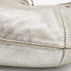 Pre Owned Jimmy Choo Metallic Silver Leather Carina Clutch