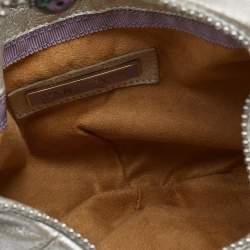 Pre Owned Jimmy Choo Metallic Silver Leather Carina Clutch