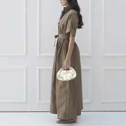 Pre Owned Jimmy Choo Metallic Silver Leather Carina Clutch