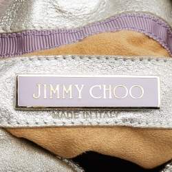 Pre Owned Jimmy Choo Metallic Silver Leather Carina Clutch