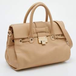 Pre Owned Jimmy Choo Beige Leather Rosalie Satchel