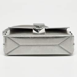 Pre Owned Jimmy Choo Metallic Silver Leather Lockett City Shoulder Bag