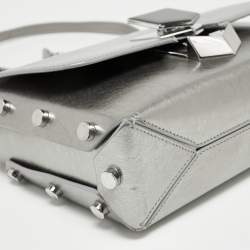 Pre Owned Jimmy Choo Metallic Silver Leather Lockett City Shoulder Bag