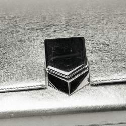 Pre Owned Jimmy Choo Metallic Silver Leather Lockett City Shoulder Bag