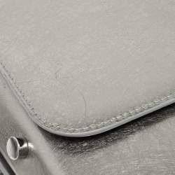 Pre Owned Jimmy Choo Metallic Silver Leather Lockett City Shoulder Bag