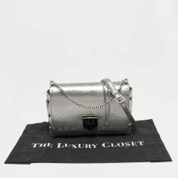 Pre Owned Jimmy Choo Metallic Silver Leather Lockett City Shoulder Bag