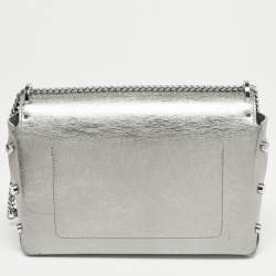 Pre Owned Jimmy Choo Metallic Silver Leather Lockett City Shoulder Bag