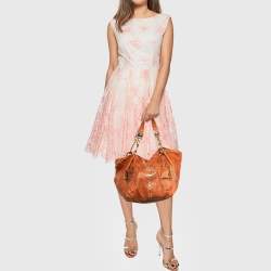 Pre Owned Jimmy Choo Brown Python Embossed And Leather Lohla Jane Hobo